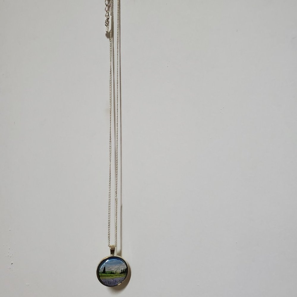 Handmade Mountain Meadow Glass Bezel Necklace - Picture 3 of 4